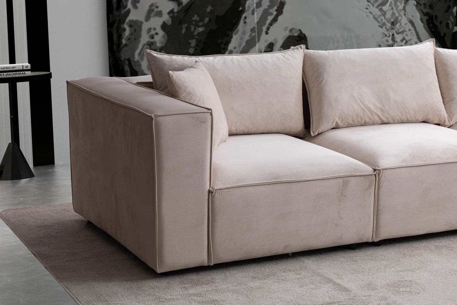 Canapé Elégance Velours Modulable 3+1 Pouf – Image 4