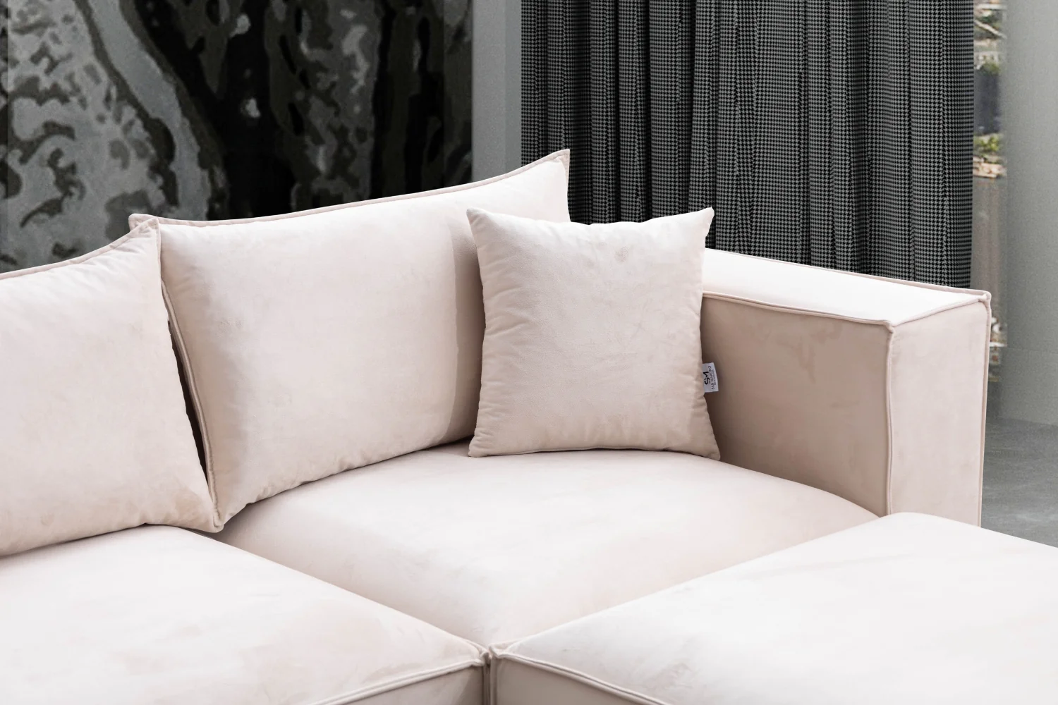 Canapé Elégance Velours Modulable 3+1 Pouf – Image 3